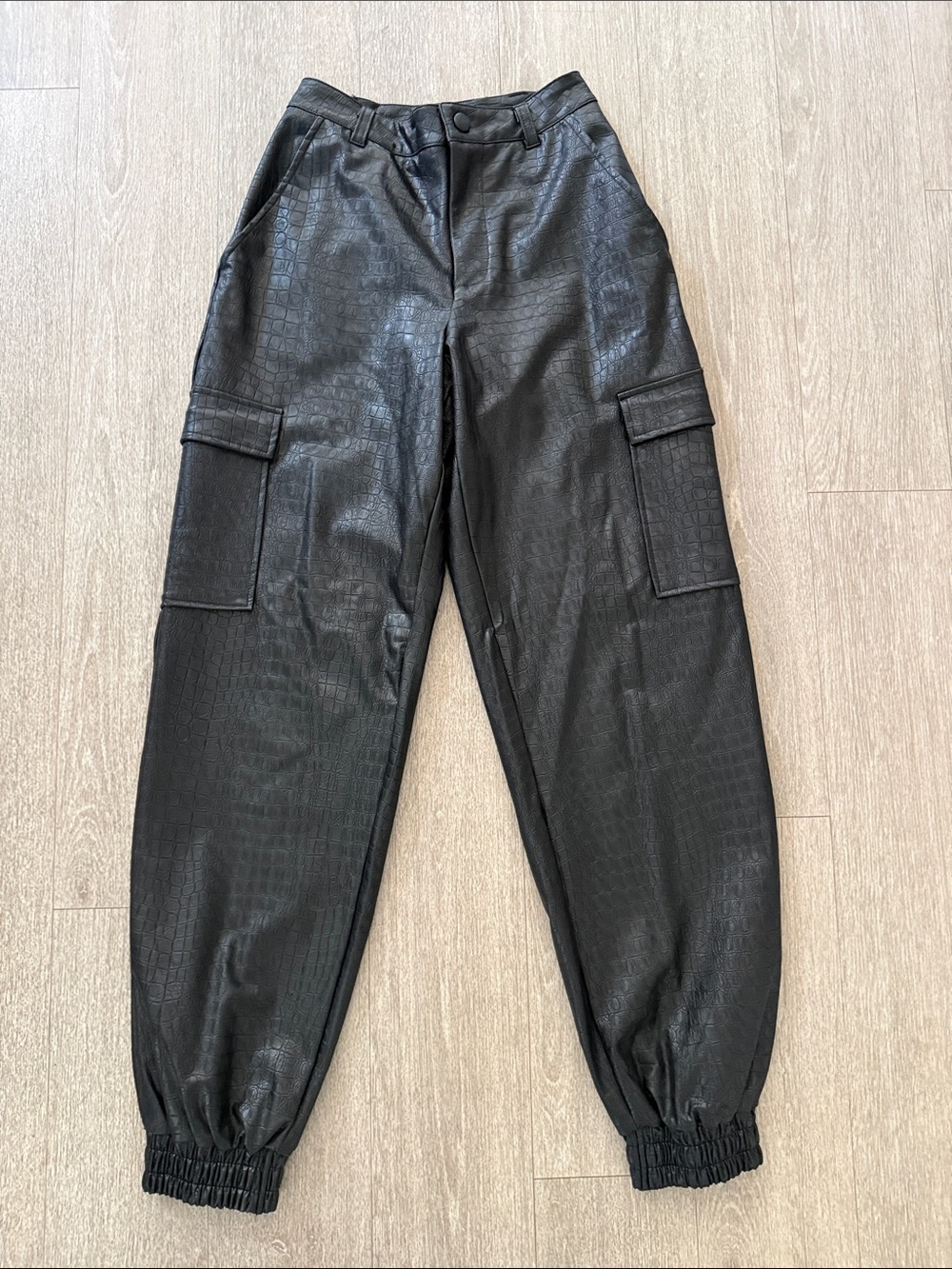 Naked Wardrobe- The Crocodile Faux Leather Joggers